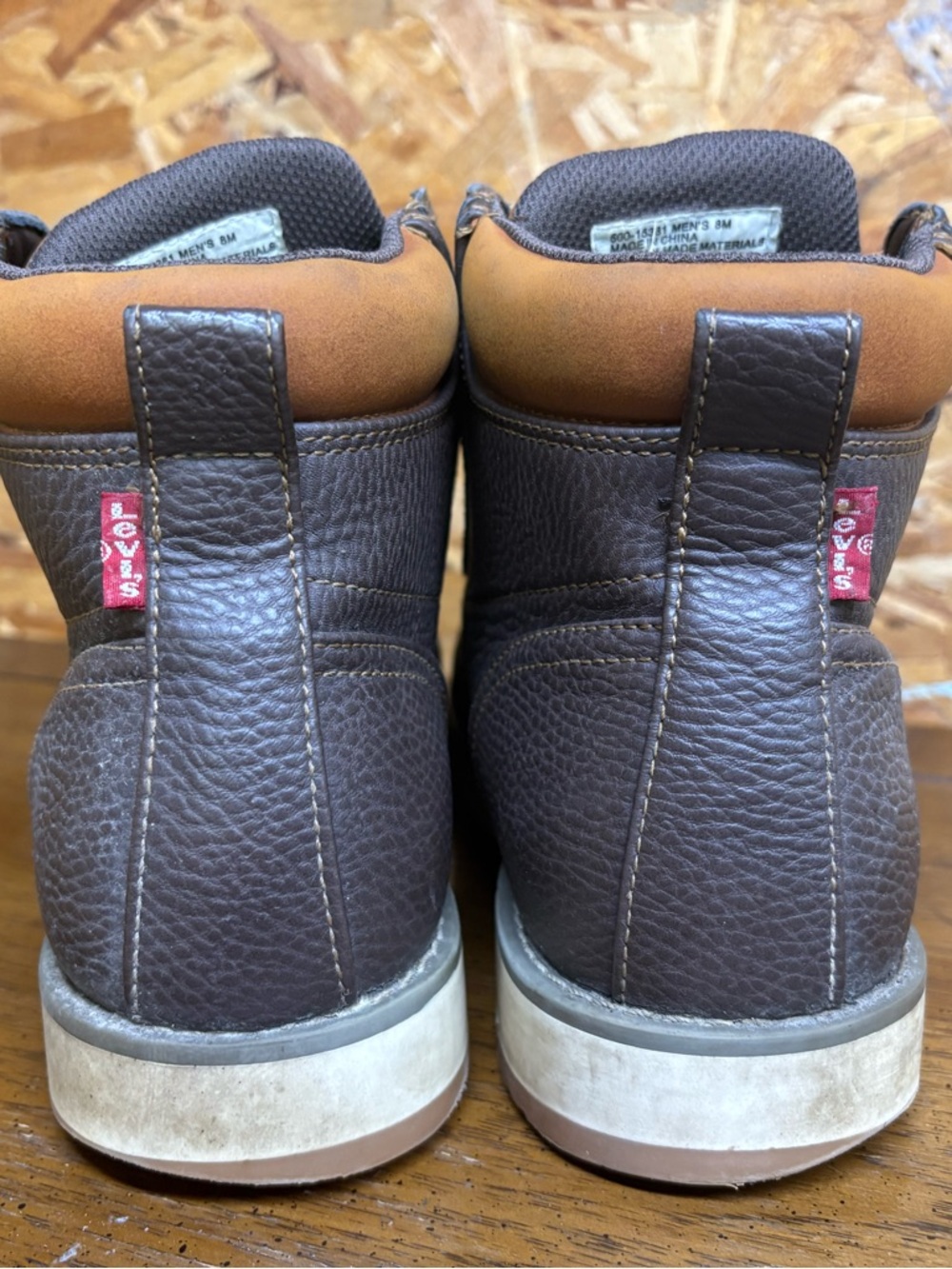 Levi's Dark Brown Leather Moc Toe Boots With Tan Collar View 4